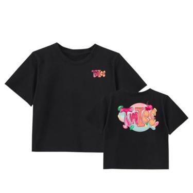 Imagem de T-wice Camiseta Ready to Be Merch Camisetas estampadas K-pop Support Contton gola redonda manga curta, Preto 2-short, GG