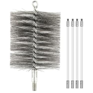 Imagem de Conjunto de escovas de limpeza de tubos de aço inoxidável para fogão a lenha de 9 cm de...
