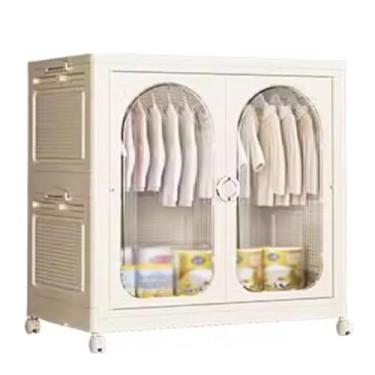 Imagem de Caixas de armazenamento com tampas, caixa de armazenamento dobrável doméstica, grandes caixas de armazenamento empilháveis ​​com portas magnéticas transparentes