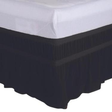 Imagem de Saia Cama Box Queen Microfibra Elástico Duplo - JGM, Preto