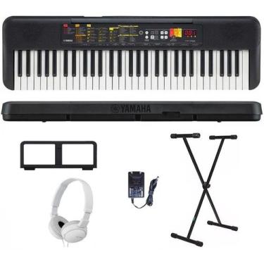 Imagem de Teclado Musical Yamaha PSR-F52 61 teclas + Suporte + Fone Branco