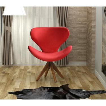 Imagem de Poltrona Isis Cadeira Giratória Pé de Madeira Decoração, Sala, Escritó