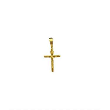 Imagem de Pingente cruz crucifixo cristo p - banhado a ouro 18k - ToJoia18k