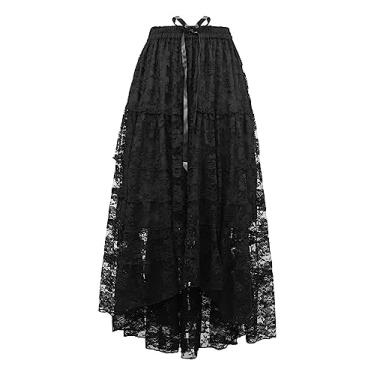 Imagem de Daisy corsets Saia feminina de renda preta, Preto, XGG