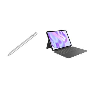 Imagem de Kit Capa com Teclado Logitech Combo Touch iPad Pro 13" (2024) + Lápis Digital Logitech Crayon para iPad iOS Prata