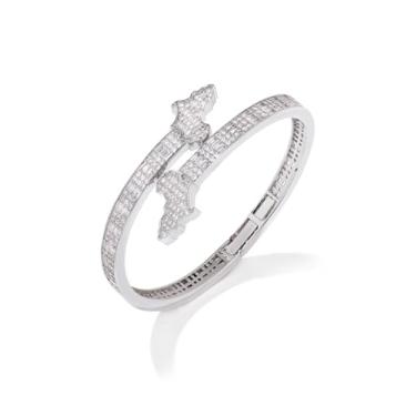 Imagem de Lulu Mel Pulseira de coração gelado pulseira baguete pulseira de joias para mulheres, hip hop masculino banhado a ouro 14 k pulseira de zircônia cúbica, pulseira de coração para meninas com caixa de