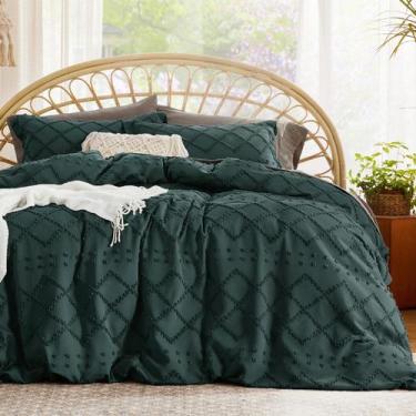 Imagem de Capa de Edredom Bedsure Boho King Size - Verde Floresta (104x90in)