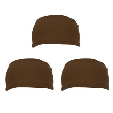 Imagem de PATIKIL Bandanas esportivas masculinas 17,78 cm x 10,16 cm, 3 faixas de suor para corrida, absorção de suor, para mulheres, treino, basquete, ioga, academia, marrom