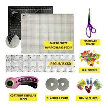 Imagem de Base De Corte A2 Preta E Cinza Tesoura Régua 60 Cortador 45 - Artmak