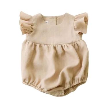 Imagem de Princesa bebê menina macacão verão algodão linho infantil macacão todd