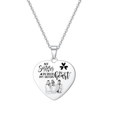 Imagem de COMTRUDE Colar de irmãs de Best Friends, colar com pingente de coração, presente de amizade feminina, material de aço inoxidável para mulheres, Prata esterlina, Sem Pedra Preciosa