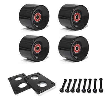 Imagem de LOOEEL Rodas Cruiser de 60 mm 80A contêm rolamentos e espaçadores ABEC-9, almofadas de elevação de skate, parafusos de hardware de skate, adequadas para seus skates Cruiser, Penny Board - Preto