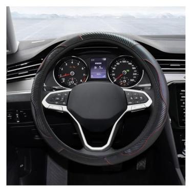 Imagem de Capa de volante de carro, protetor de volante elástico de couro de fibra de carbono de 38 cm, antiderrapante, respirável e macio, acessórios universais para a maioria dos carros, homens e mulheres