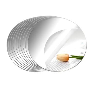 Imagem de Pacote com 10 espelhos redondos para centros de mesa, peças centrais de espelho de círculo pequeno de 15 cm para mesas, azulejos de espelho para mesa de parede, centros de mesa de casamento, placas de