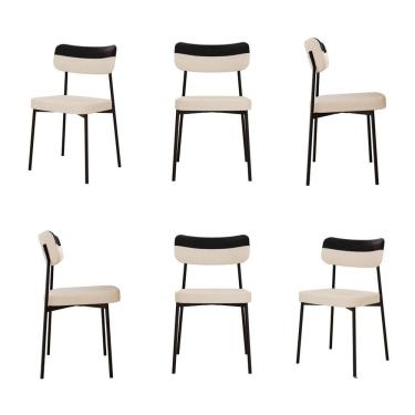 Imagem de Kit com 6 Cadeiras para Sala de Jantar Mona Yescasa Areia/ Preto