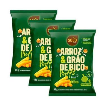 Imagem de Kit 3X: Snack Puffs Arroz E Grão Bico Cebola E Salsa Solo - Solo Snack