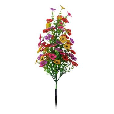 Imagem de Ioensy Pacotes de flores artificiais, flores violetas, estaca, arranjo de plantas artificiais, vegetação artificial para área externa, vaso de plantas,