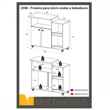 Imagem de Armário Fruteira 2 Portas com Nicho Siena Móveis Branco