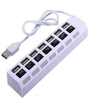 Imagem de Hub 7 Portas USB 2.0 Led Indicador Entrada para Fonte Branco