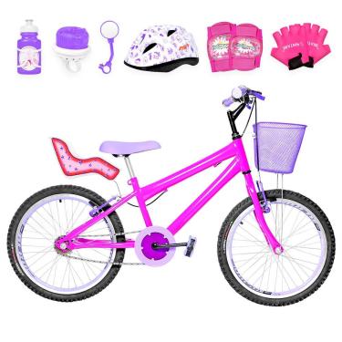 Imagem de Bicicleta Infantil Aro 20 Aero + Kit Premium Pink E Lilás