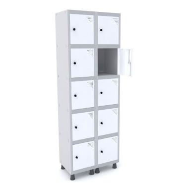 Imagem de Armario Roupeiro 10 Portas Aço Grp 502/10 Pandin Móveis Cinza/branco