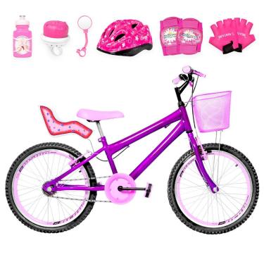 Imagem de Bicicleta Infantil Aro 20 Aero + Kit Premium Violeta E Rosa