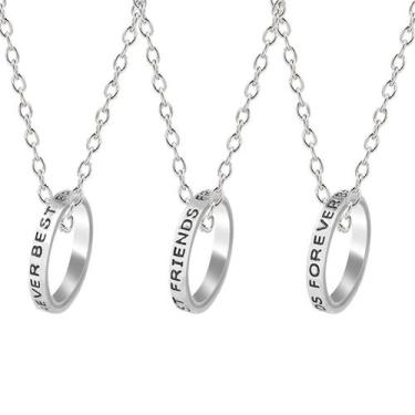 Imagem de Conjunto de colares Hewill Friendship BFF Alphabet Letters Silver