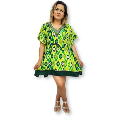 Imagem de Bata Kaftan Indiana Estampa Olho grego Saída Praia Plus Size - Sarat M