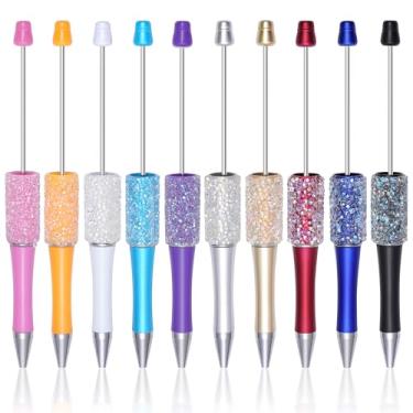 Imagem de jiebor 10 canetas esferográficas de contas de plástico faça-você-mesmo lindas canetas de tinta preta a granel para estudantes, professores, mulheres, homens, presente, escritório, material escolar