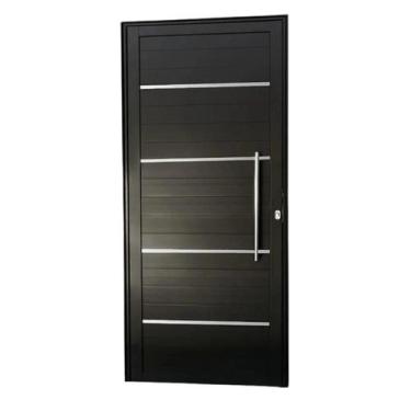 Imagem de Porta pivotante lambril com friso 210x120 com puxador l25 aluminio pre
