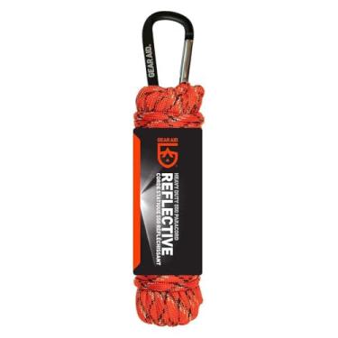 Imagem de GEAR AID 550 Paracord e mosquetão, cabo utilitário de 7 fios para acampamento e sobrevivência, laranja refletivo, 9 metros