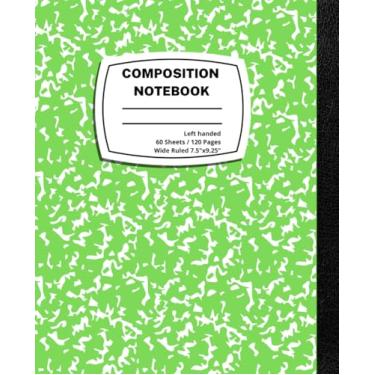 Imagem de Caderno de composição pautado largo, canhoto: caderno de composição de mármore verde grama de capa macia, caderno/diário para escritores canhotos 19 x 23 (presente para canhotos) (edição japonesa)