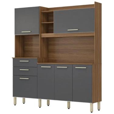 Imagem de Armário de Cozinha Select 6 Portas 2 Gavetas Demobile Cor Amendoa Grafite