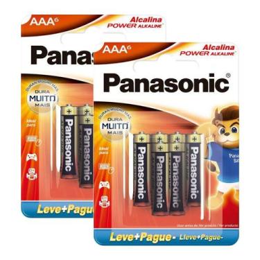 Imagem de Kit 2 Pilhas Panasonic AAA Alcalina Leve Mais Por Menos com 6 Unidades