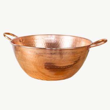 Imagem de Tacho de Cobre Puro Artesanal com Alças para Doce 15 litros