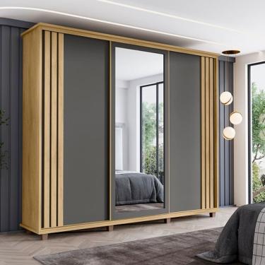 Imagem de Guarda-Roupa Espanha Ripado Cinamomo/Grafite – RV Móveis