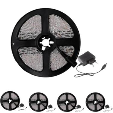Imagem de Kit 5x Fita De LED 12V 60 LED/M 3528 IP20 5 Metros + Fonte Eletrônica 2A (3000K (Branco Quente))