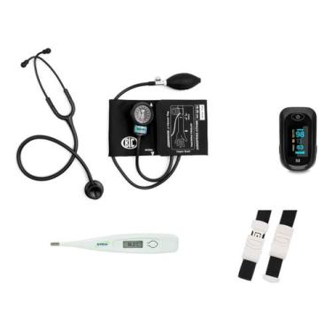 Imagem de Kit Aparelho De Medir Pressão Bic + Oximetro De Dedo + 2 Itens