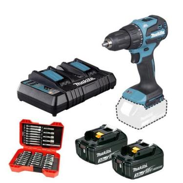 Imagem de Parafusadeira e Furadeira de Impacto Makita, 18V, sem escovas, com 2 B