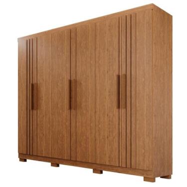 Imagem de Guarda-Roupa de Casal 6 Portas 4 Gavetas Valencia Ripado Cinamomo - Tu
