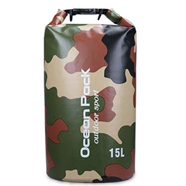 Imagem de Mochila esportiva Dry Sack flutuante à prova d 'água de quarantina 2L/3L/5L/10L/15L/20L/30L para barco, caiaque, caminhadas, snowboard, acampamento, rafting, pesca, mochila, Clássico, Verde, 15L