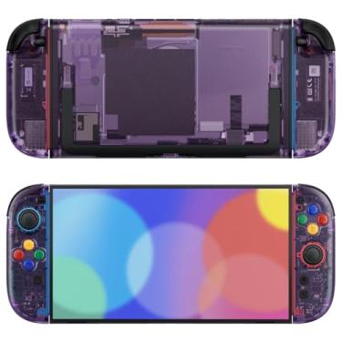 Imagem de eXtremeRate DIY Replacement Shell Buttons for Nintendo Switch 2, Custom Console Rear Back Plate + Faceplate with Decorative Strips Direction Keys for Joycon 2 - Essence Version - Clear Atomic Purple