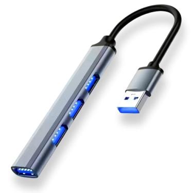 Imagem de Hub USB 3.0 (4 Portas) Expansor até 5Gbps | Acabamento Alumínio | Ideal p/HD Externo, Pen Drive, Teclado, Mouse, PC, Notebook