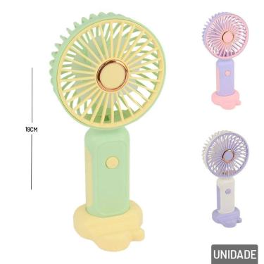 Imagem de Ventilador de Mão 19cm Recarregável USB Cores - Tudo em Caixa
