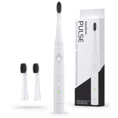 Imagem de Pulse Escova de Dentes Elétrica Ultra Branqueadora a Carvão Ativado com 3 Modos Inteligentes, AQUASONIC, Branco