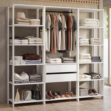 Imagem de Guarda-Roupa Closet Modulado 2 Gavetas 188 cm Branco Valencia Madesa