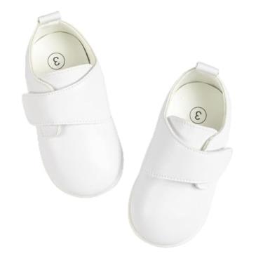Imagem de Mocassins para bebês meninos meninas clássico casamento Brogue Oxford sapatos sociais primeiros passos caminhada sapato de berço preguiçoso, A06/Pwhite, 12-18 Months Toddler