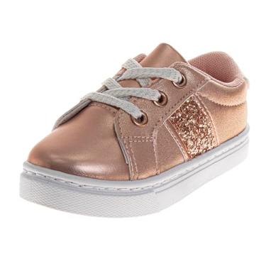 Imagem de Josmo Tênis feminino elegante bonito casual com sola macia ajustável alça de e design de estrela com glitter para meninas, tamanho infantil e crianças pequenas, Rosa/ouro, 10 Toddler