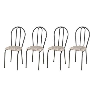 Imagem de Kit 4 Cadeiras 004 Cromo Preto/rattan - Artefamol