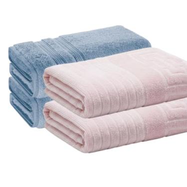 Imagem de Kit 4 Toalhas De Rosto Karsten Algodão Premium 48 x 80cm (Rosa/Allure)